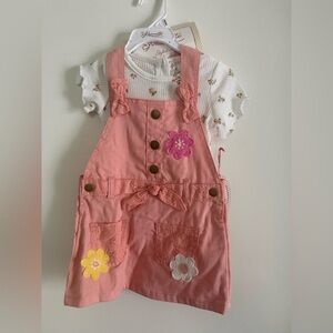 Pink Floral Toddler Dress with White Top and Pink hat